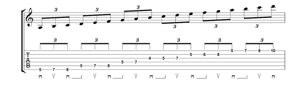 A Natural Minor Scale 3nps Economy Picking Example